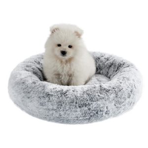 SnuggleSoft Faux Fur Pet Bed, Grey