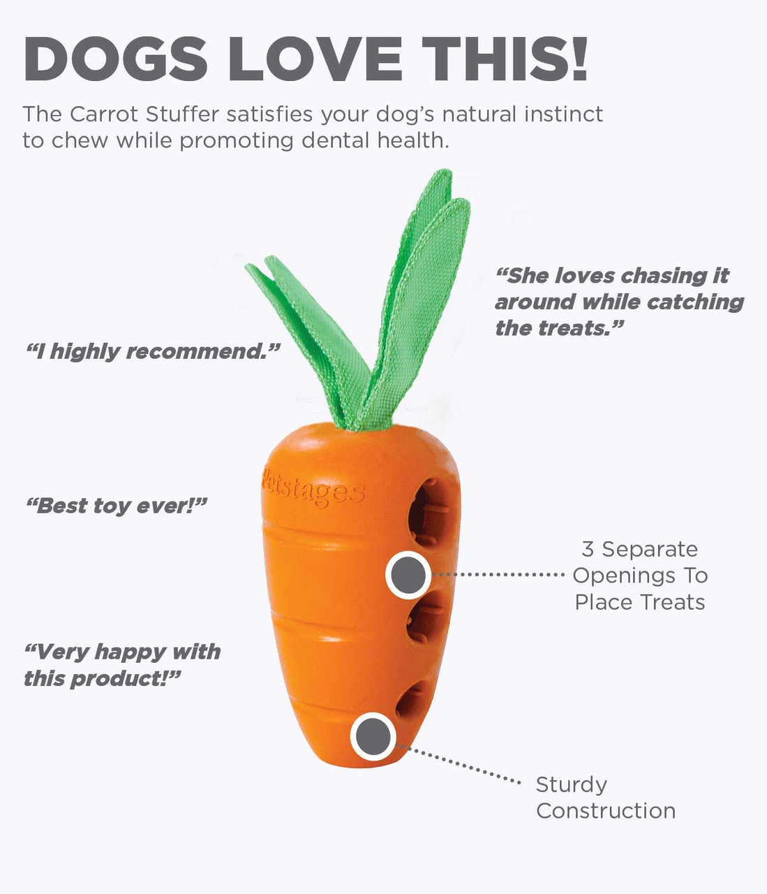 Carrot Stuffer Treat-Dispensing Interactive Dog Toy, Orange - Image 4
