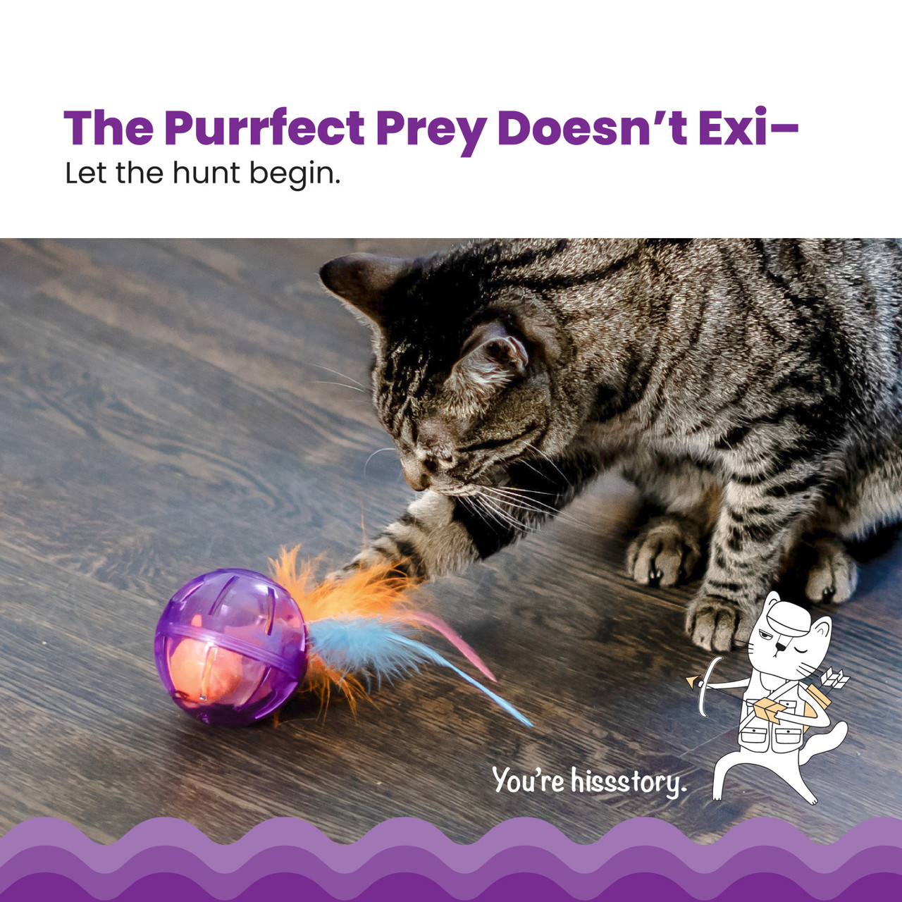 Hamster Ball Interactive Treat Stuffer for Cats with Plush Toy Inside, Purple - Image 2