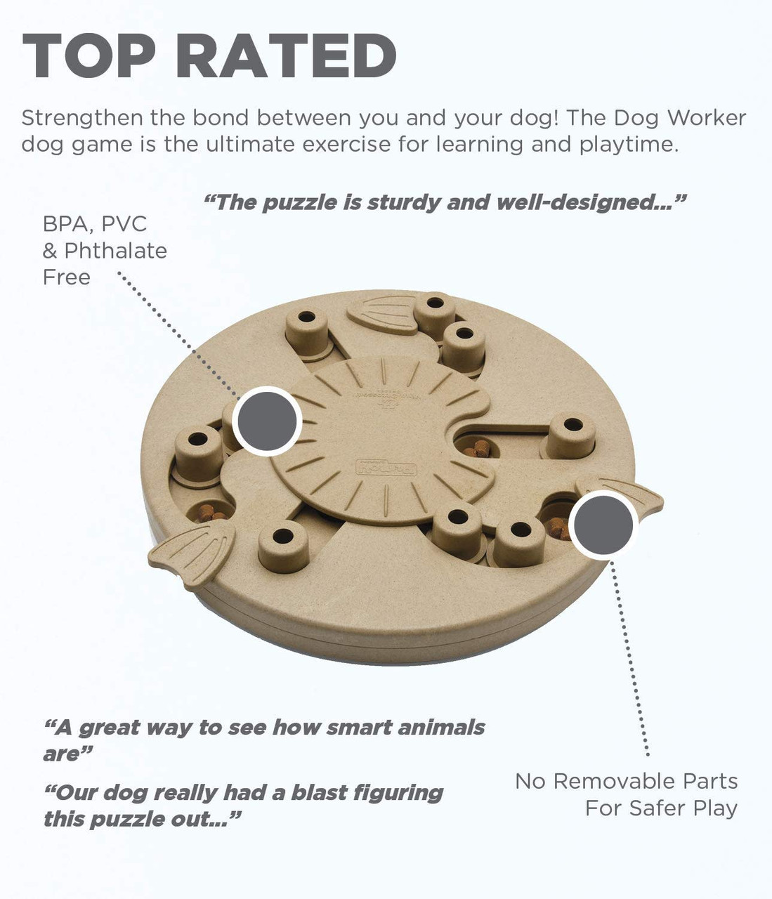 Dog Worker Interactive Treat Puzzle Dog Toy, Tan - Image 3