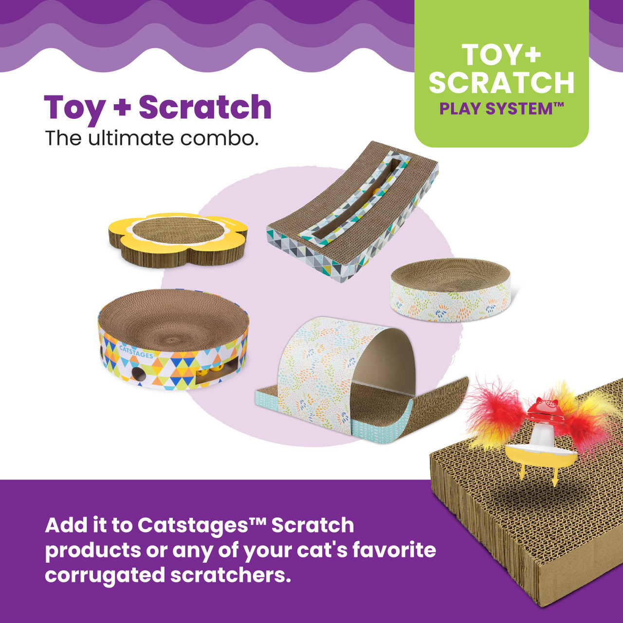 Daisy Scratch and Spinning Catnip Toy Bundle Cat Scratcher and Topper, Mlt - Image 3
