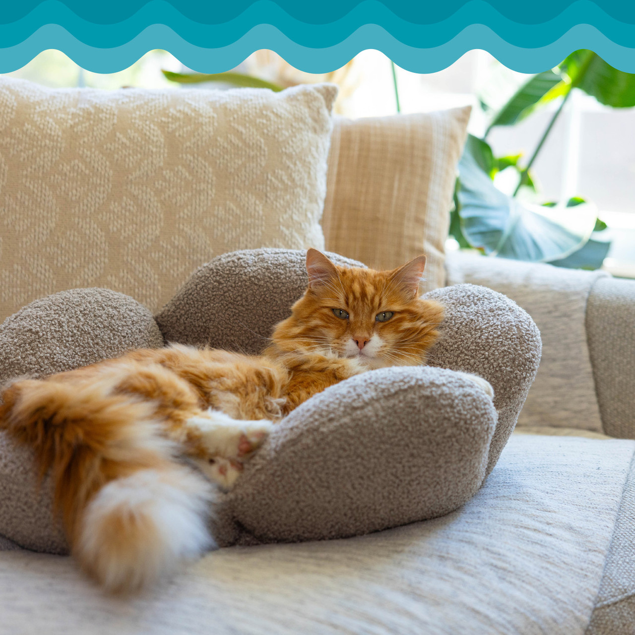 Purrfect Petals Cat Bed Tan - Image 5