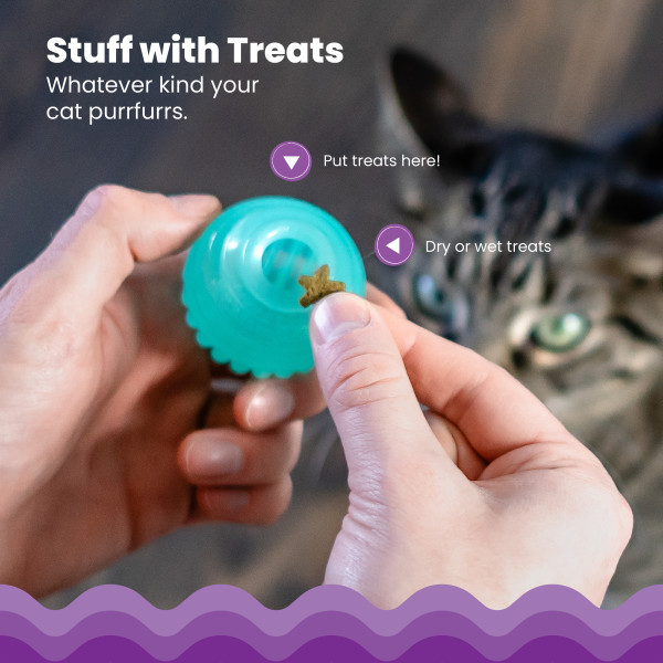 Ball Treat Stuffer Interactive Cat Toy, Green - Image 6