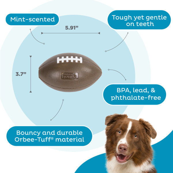Orbee-Tuff Football Treat-Dispensing Dog Chew Toy, Brown - Image 3