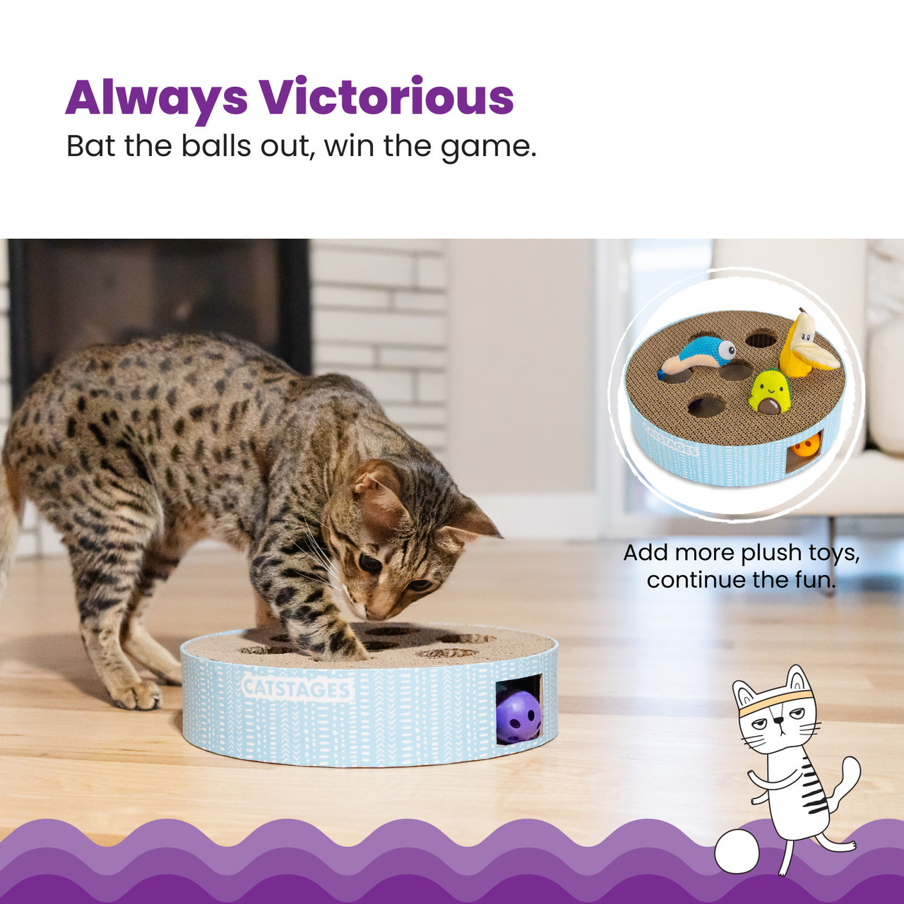 Scratch N' Hunt Puzzle Cat Toy, Blue - Image 4