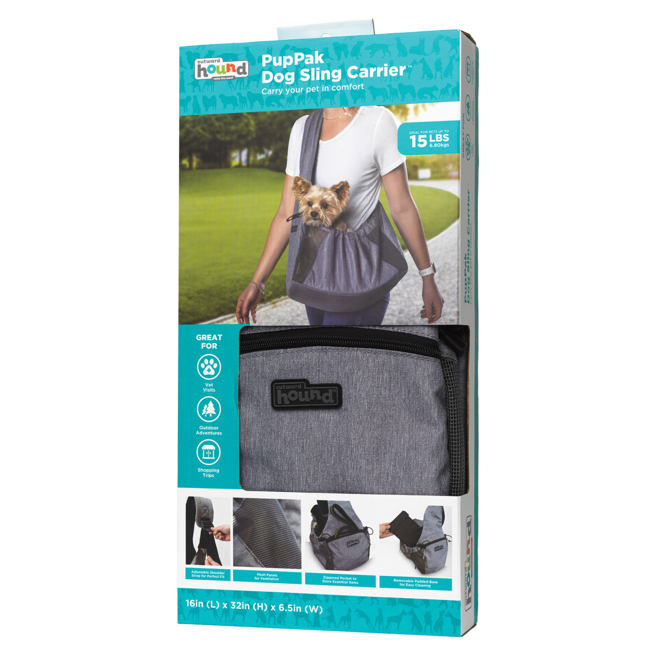 PupPak Dog Sling Carrier, Grey - Image 6