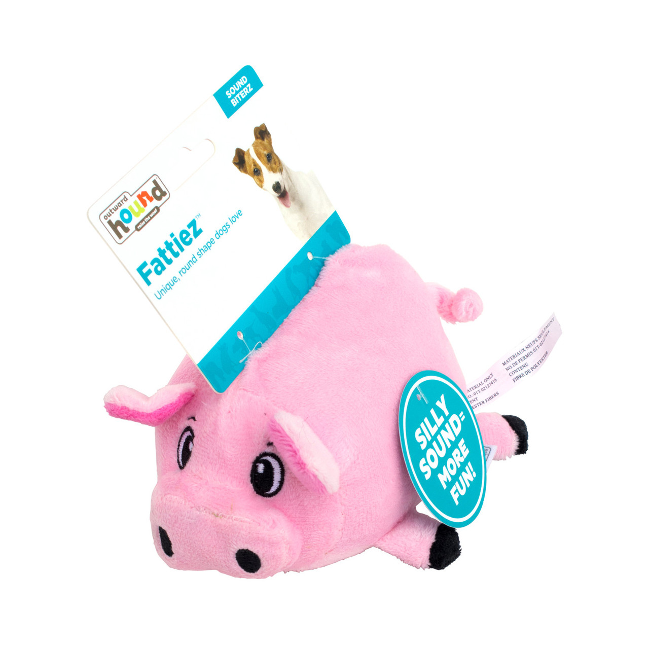 Fattiez Pig Plush Dog Toy, Pink, Small - Image 5
