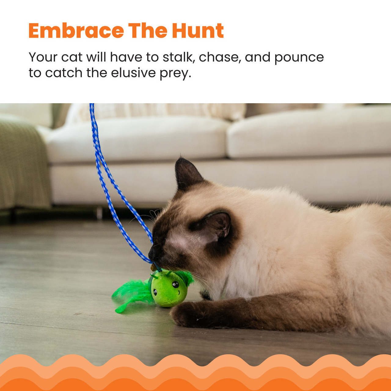 Tail Teaser Ground Prey Interactive Cat Wand - Image 4