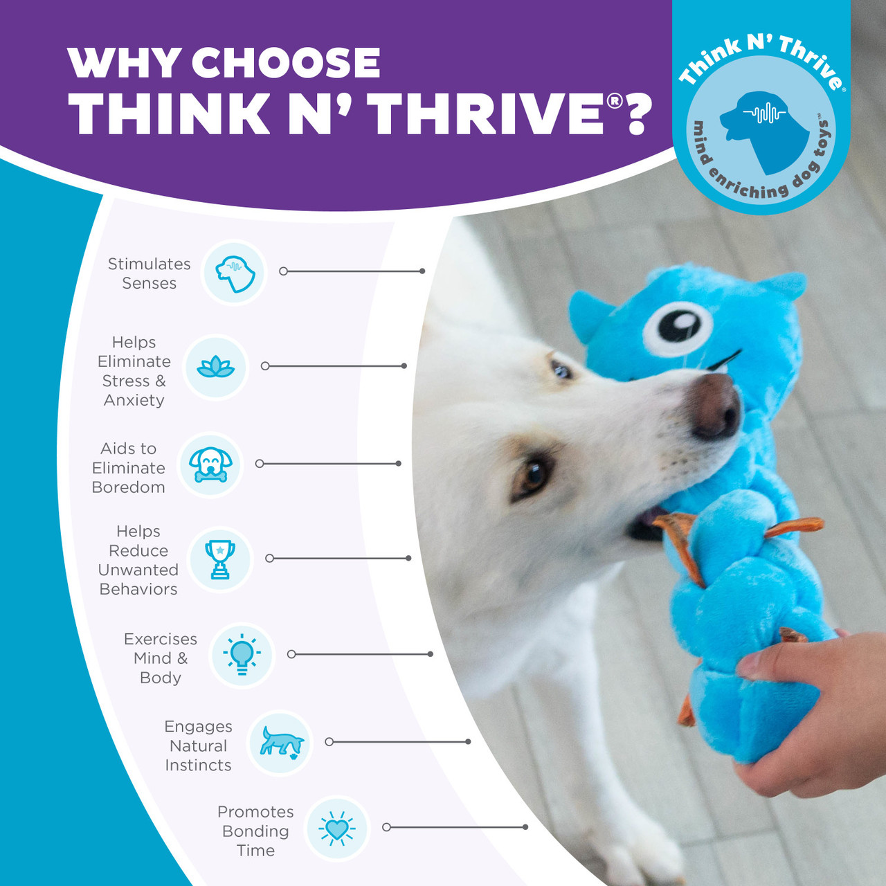 Twistiez Monster Plush Dog Treat Puzzle, Blue - Image 6