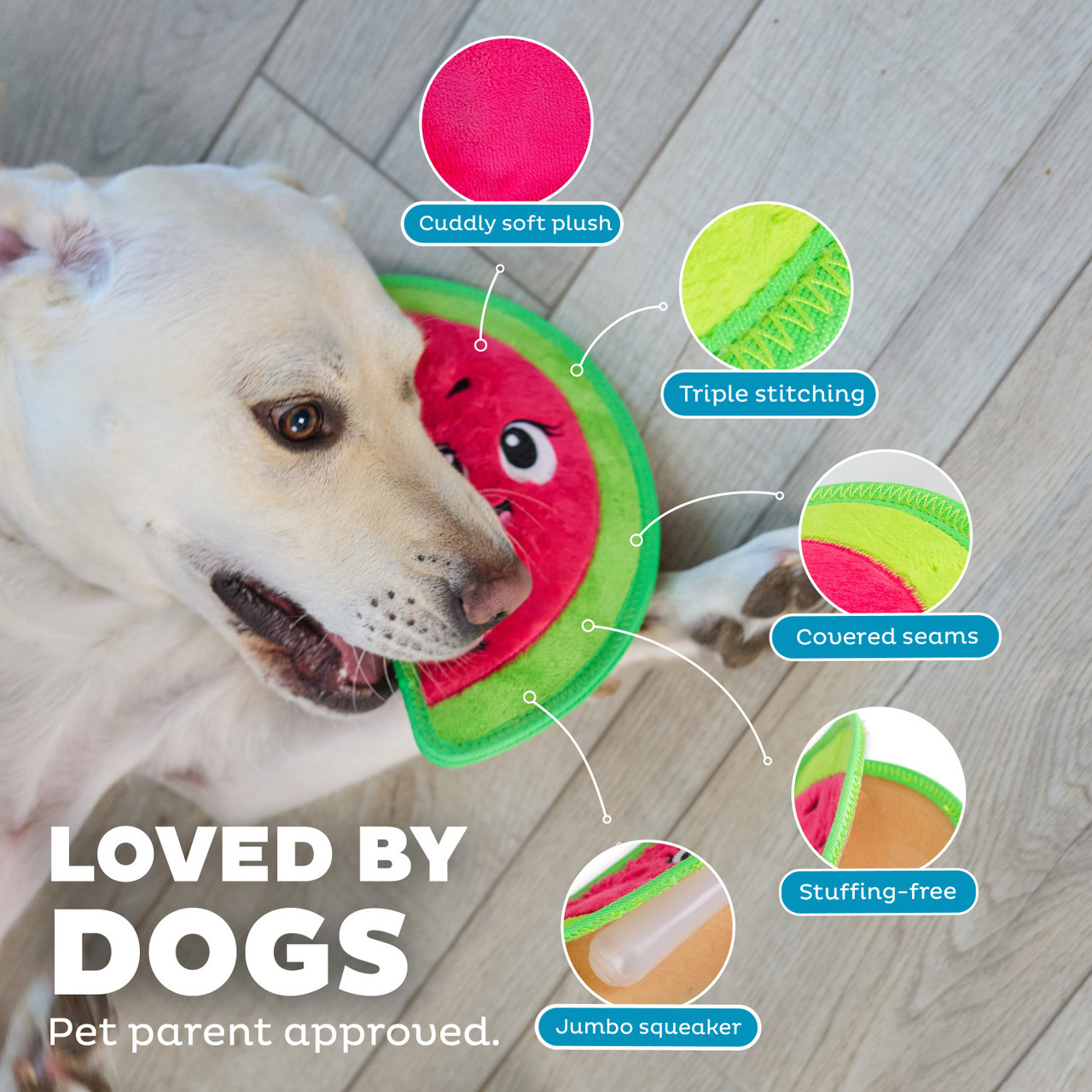 Tough Skinz Durable Dog Toy with Two Tough Layers, Watermelon, Red, Medium, Red - Image 4