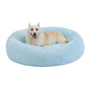 The Original Calming Shag Donut Dog Bed, Baby Blue, 36X36