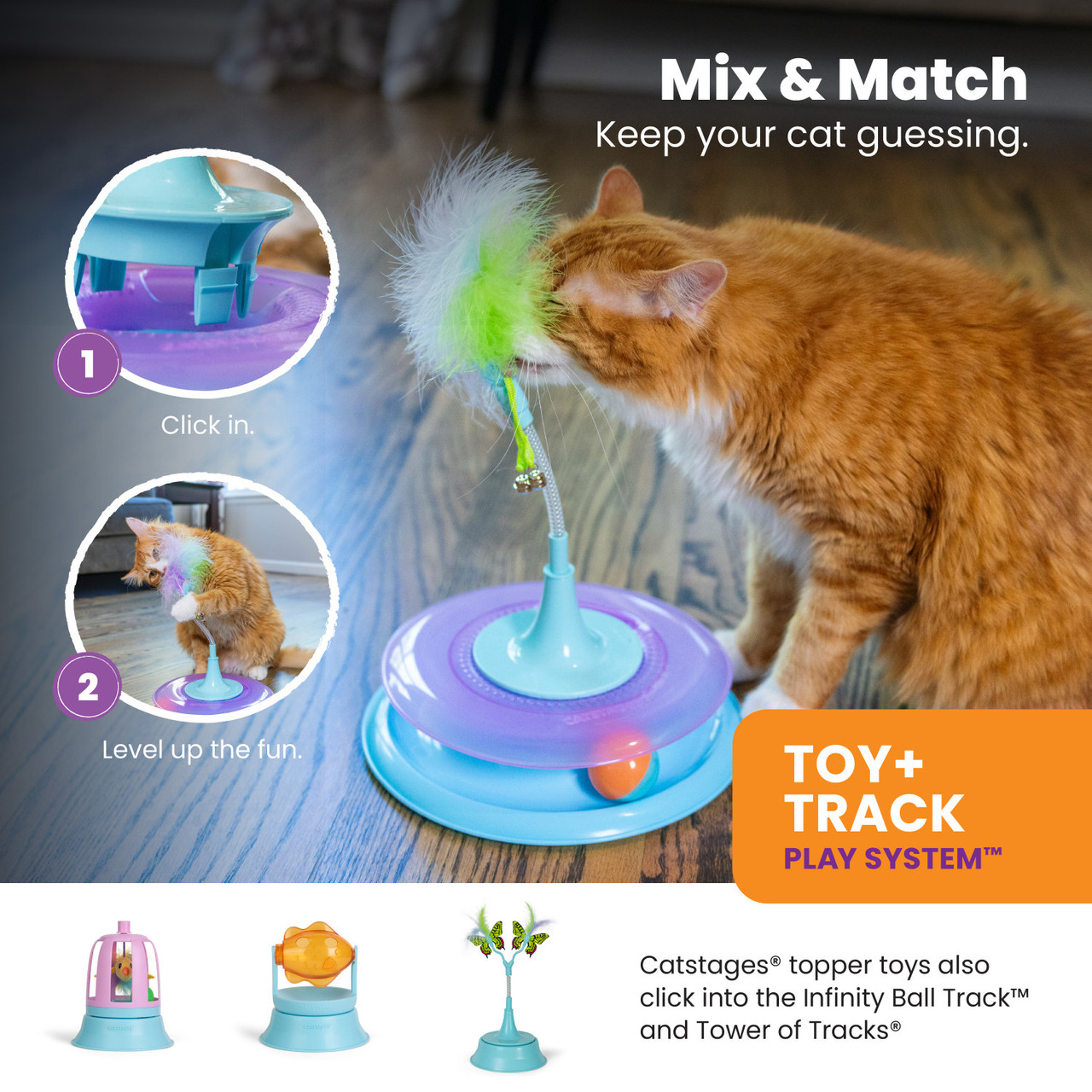 Race N' Chase Track Interactive Cat Ball Track Toy with Catnip Diffuser, Purple - Image 5