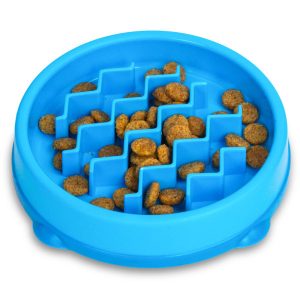 Kitty Slow Feeder Cat Bowl, Blue, Small