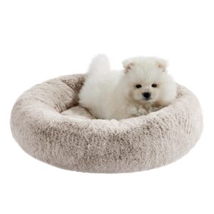 SnuggleSoft Faux Fur Small Pet Bed, Brown, 18X18