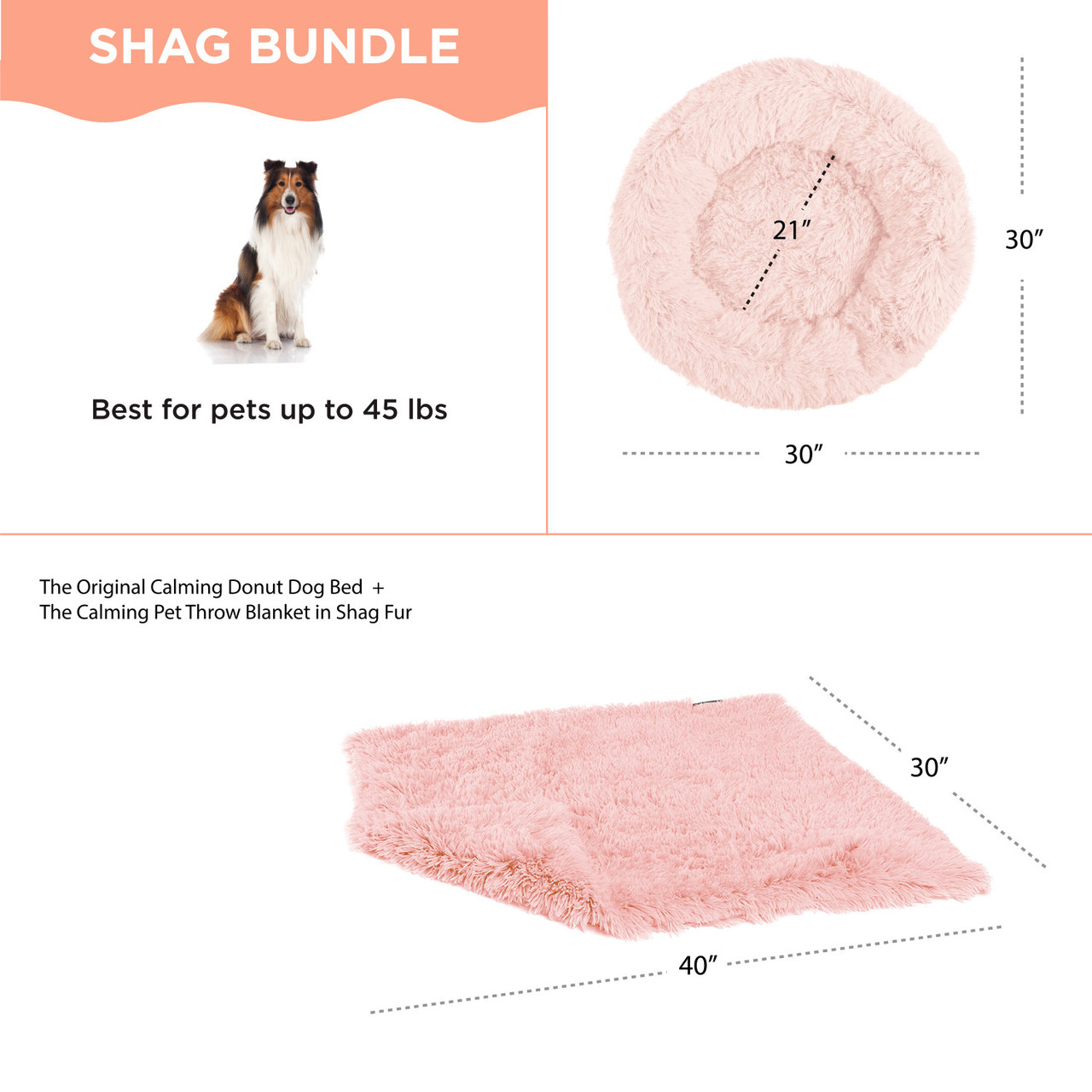 2 Piece Bundle: Donut Shag Bed, Throw Blanket Cat & Dog Bundle Set, 30x30 - Image 14