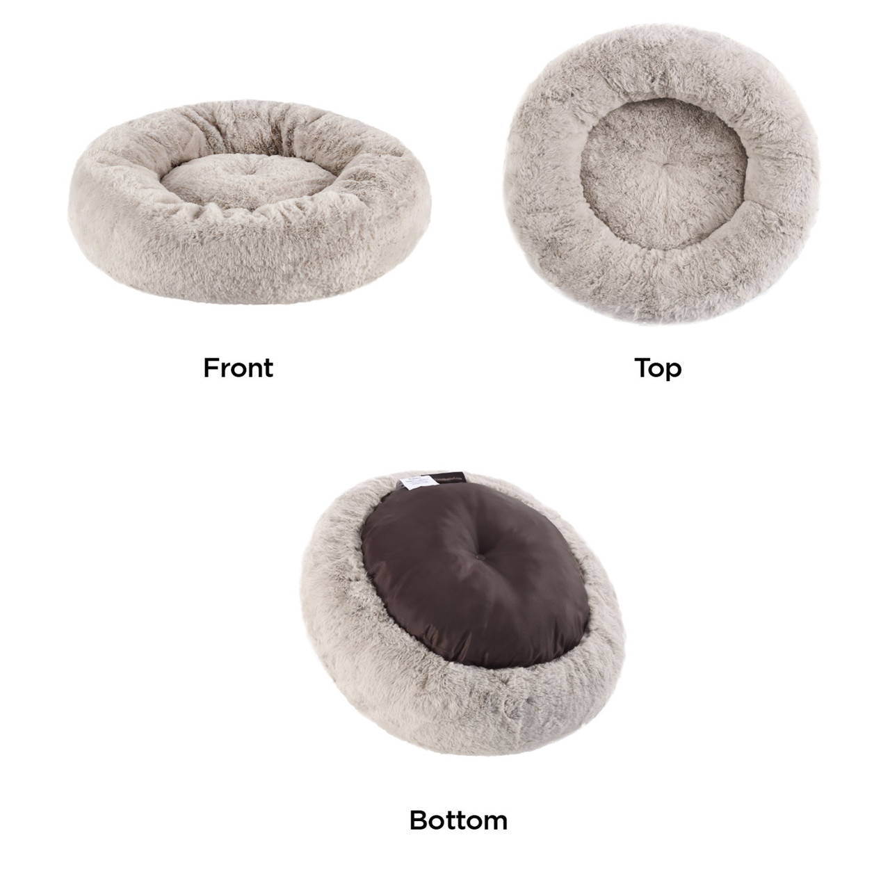 SnuggleSoft Faux Fur Small Pet Bed, Brown, 18X18 - Image 3