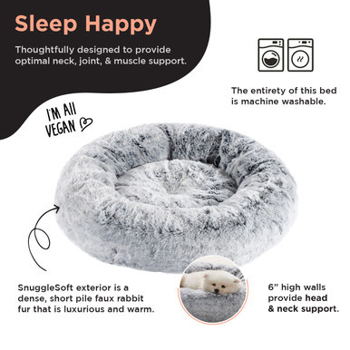 SnuggleSoft Faux Fur Pet Bed, Grey - Image 6