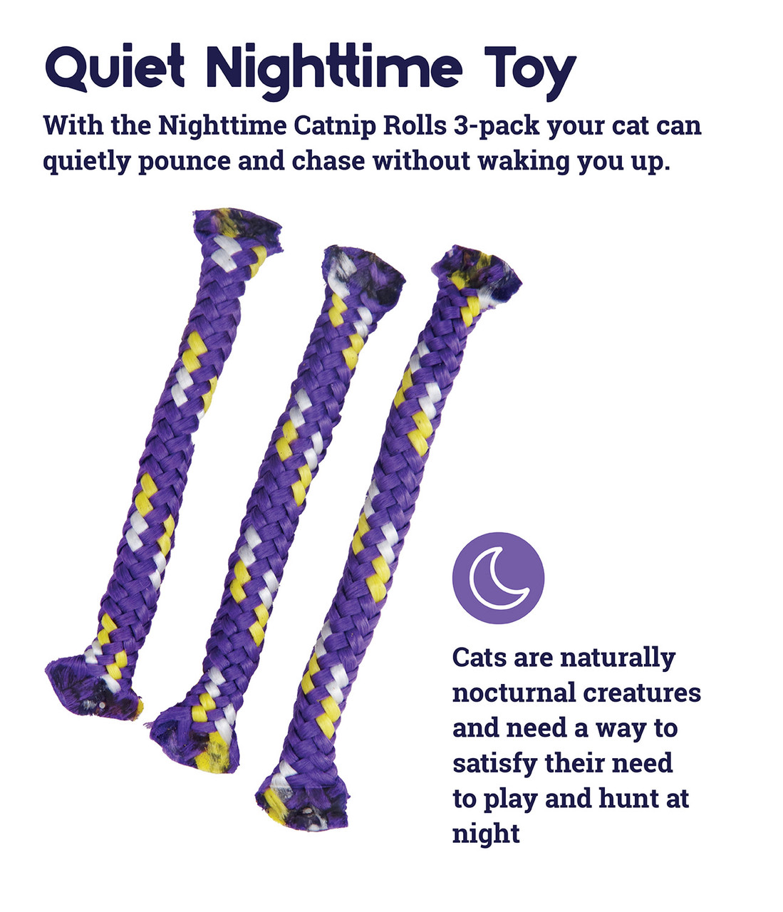 Nighttime Catnip Rolls Cat Toys- 3 Pack, Multi - Image 2
