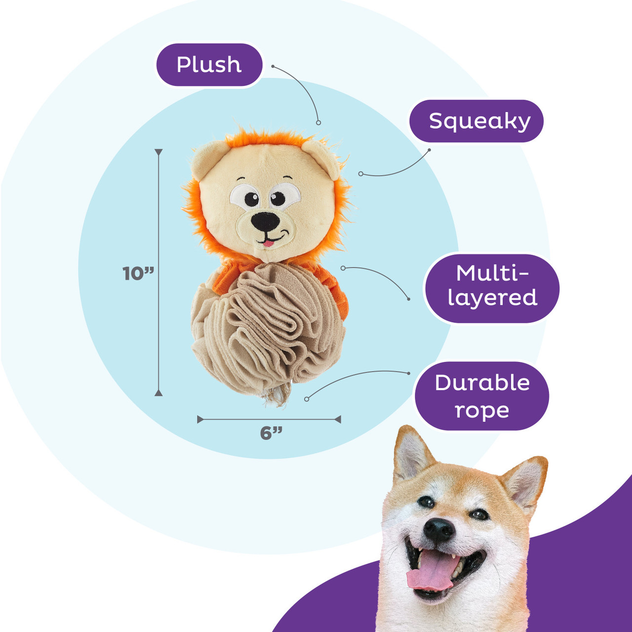 Stuff N' Snuffle Interactive Plush Dog Puzzle and Snuffle Ball for Dogs, Multi - Image 3