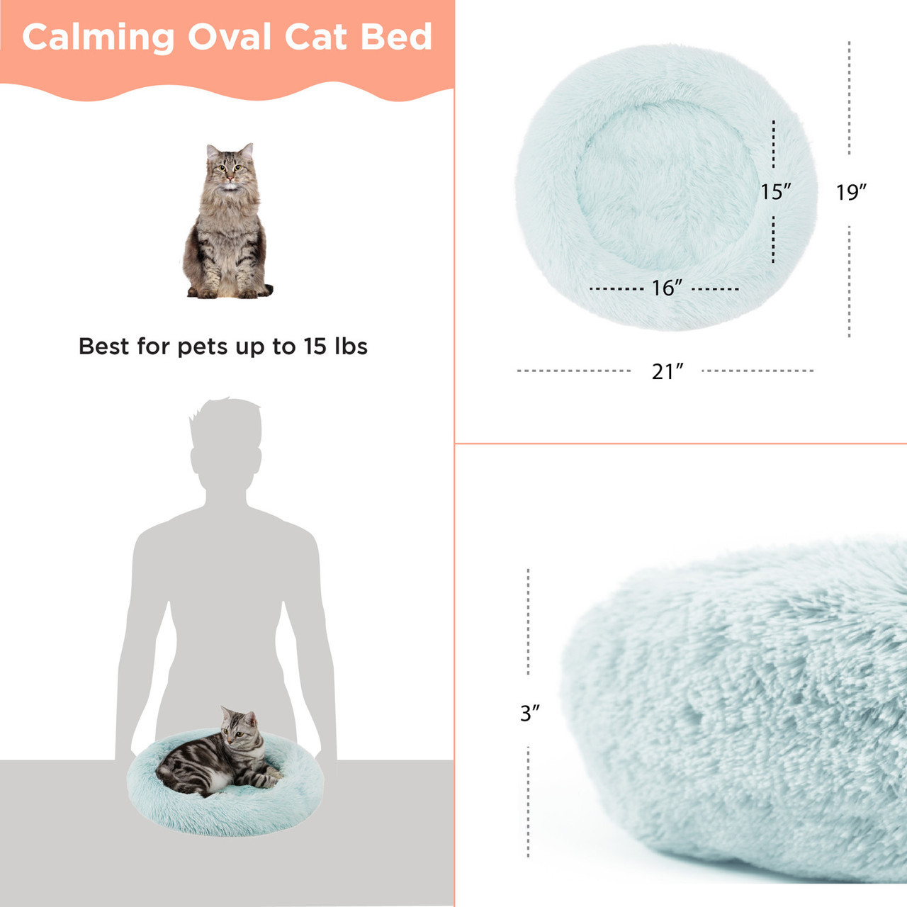 Calming Oval Cat Bed Pad, 21X19 - Image 4