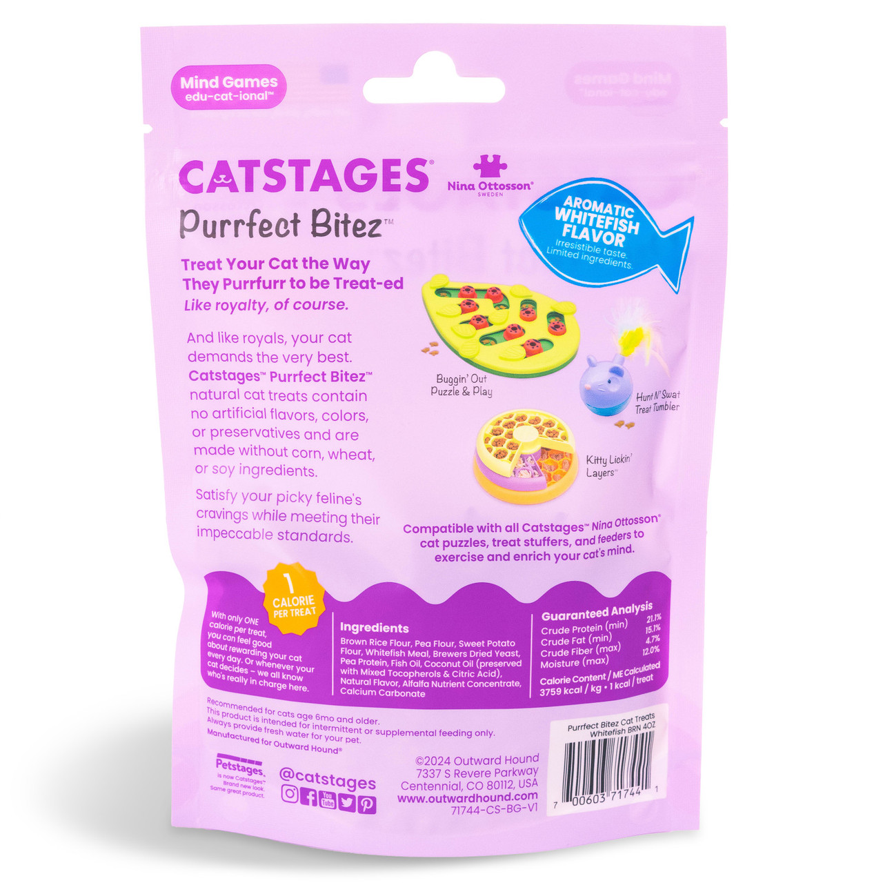 Catstages by Nina Ottosson Purrfect Bitez Natural Crunchy Cat Treats, Whitefish, 4oz - Image 2