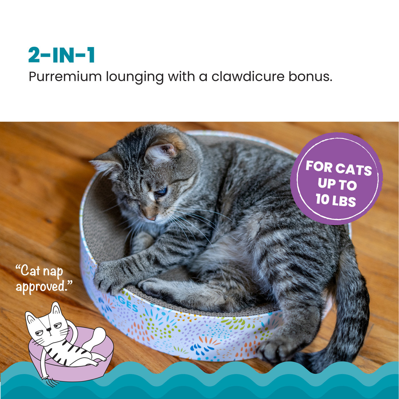 Scratch & Cuddle Corrugated Cat Scratcher and Lounger Bowl for Small Cats, Mlt - Image 2