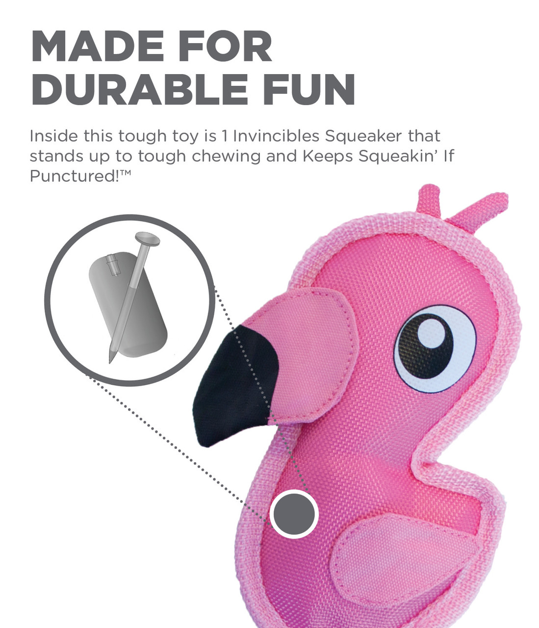 Fire Biterz Tropical Plush Interactive Dog Toy, Flamingo - Image 9
