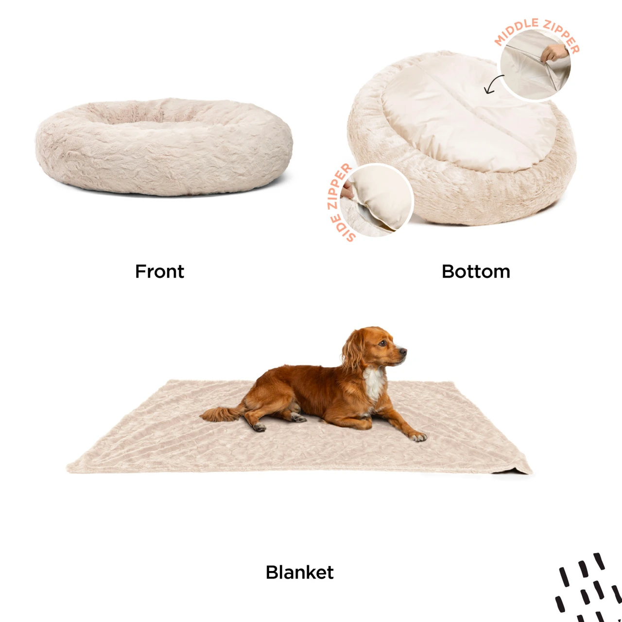 2 Piece Bundle: Donut Lux Bed, Throw Blanket Cat & Dog Bundle Set, 36x36 - Image 3