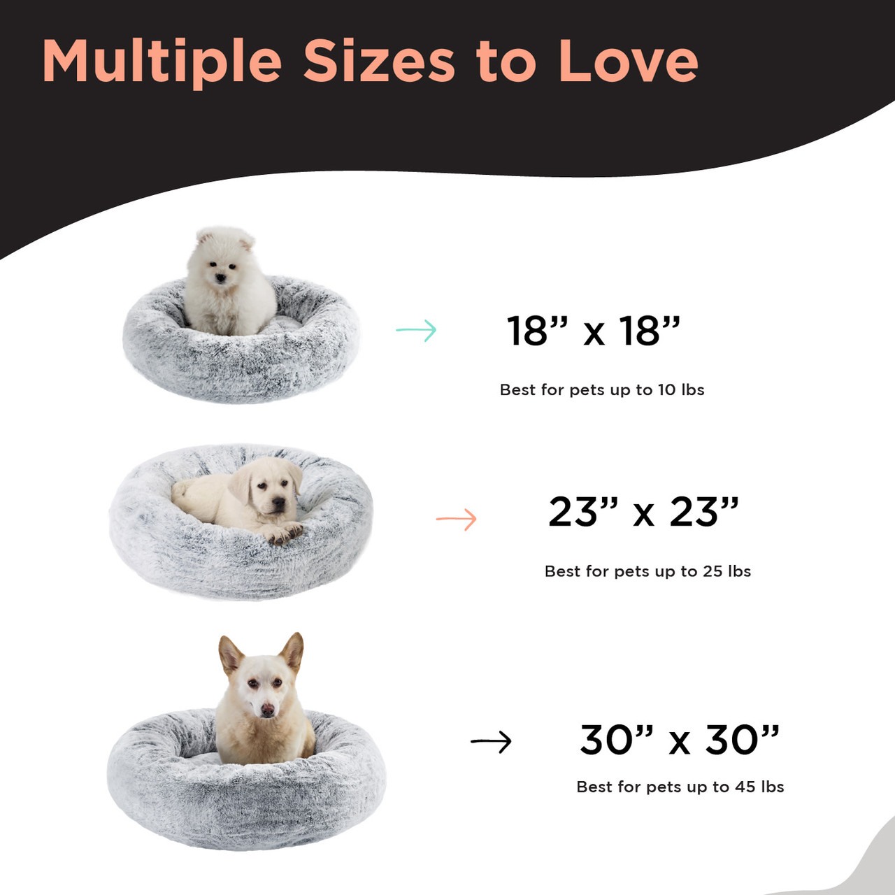 SnuggleSoft Faux Fur Pet Bed, Grey, 30X30 - Image 7