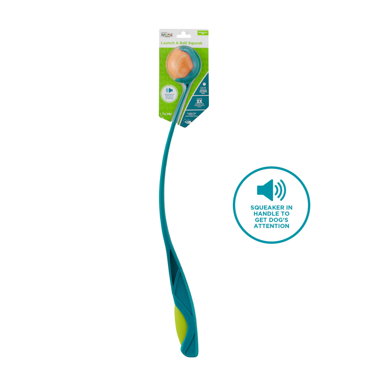 Launch A Ball Squeak Dog Ball Launcher, Turquoise - Image 6