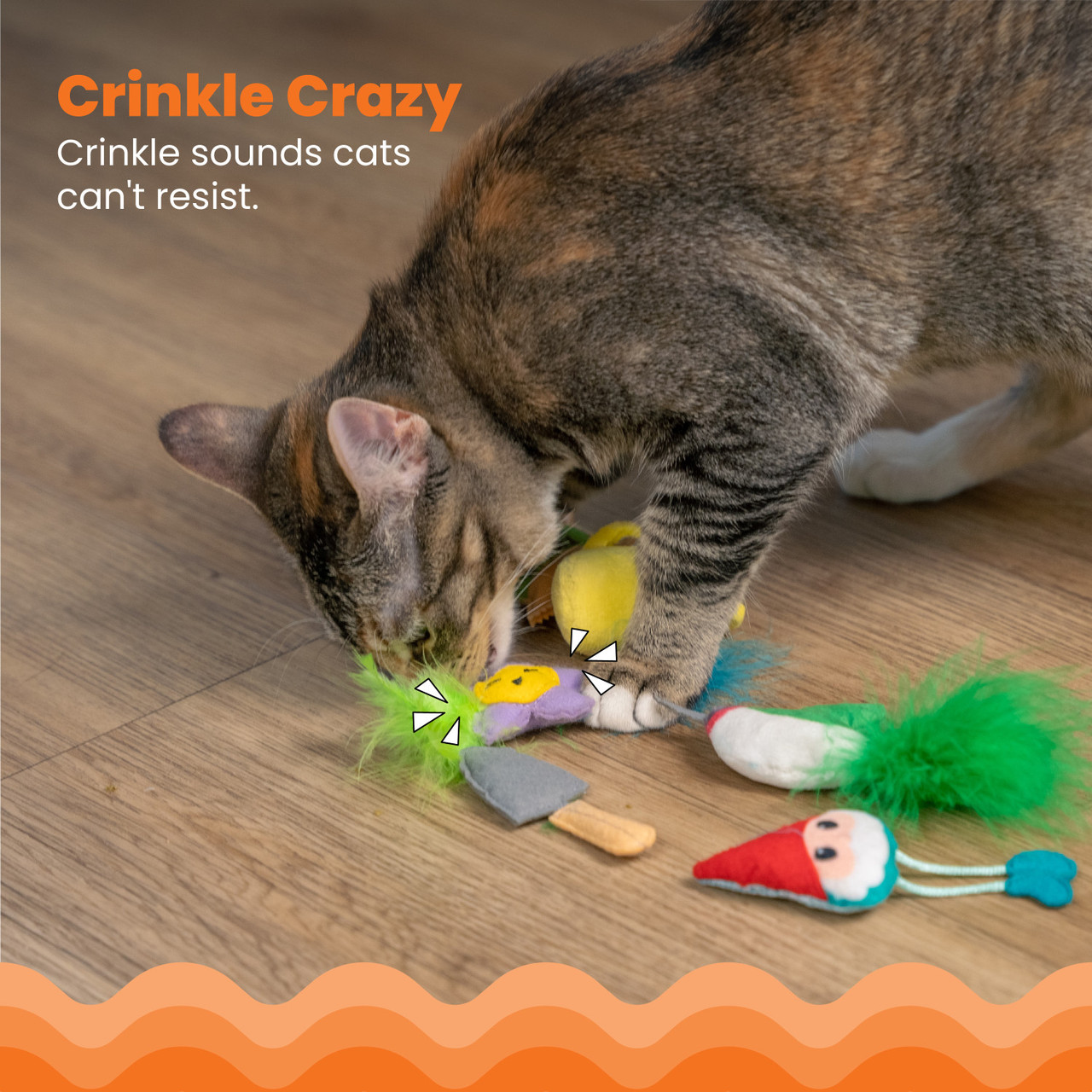 Garden Fur-ends Cat Toys - 6 Pack, Multi - Image 3