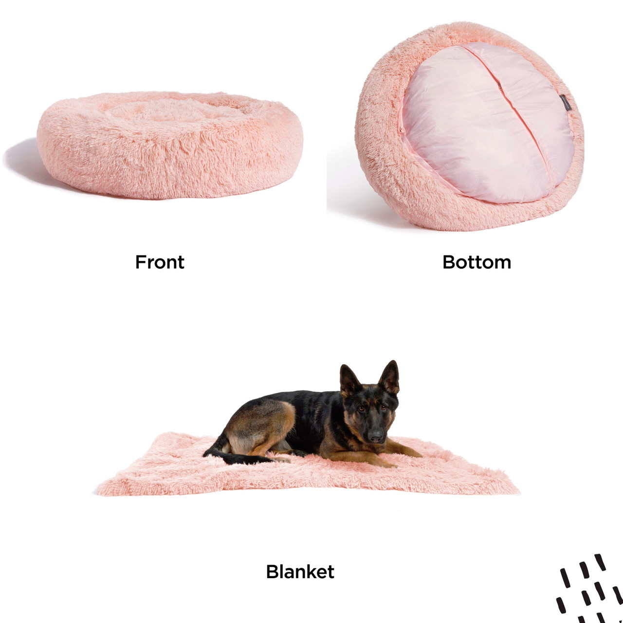 2 Piece Bundle: Donut Shag Bed, Throw Blanket Cat & Dog Bundle Set, 36x36 - Image 18