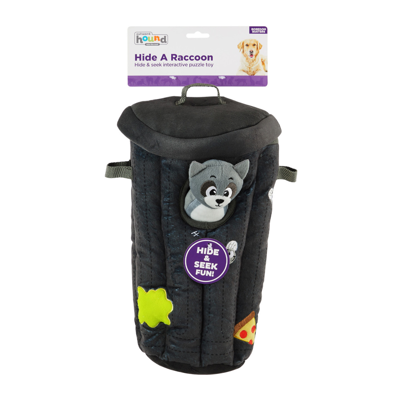 Hide A Raccoon Plush Dog Toy Puzzle, Grey - Image 7