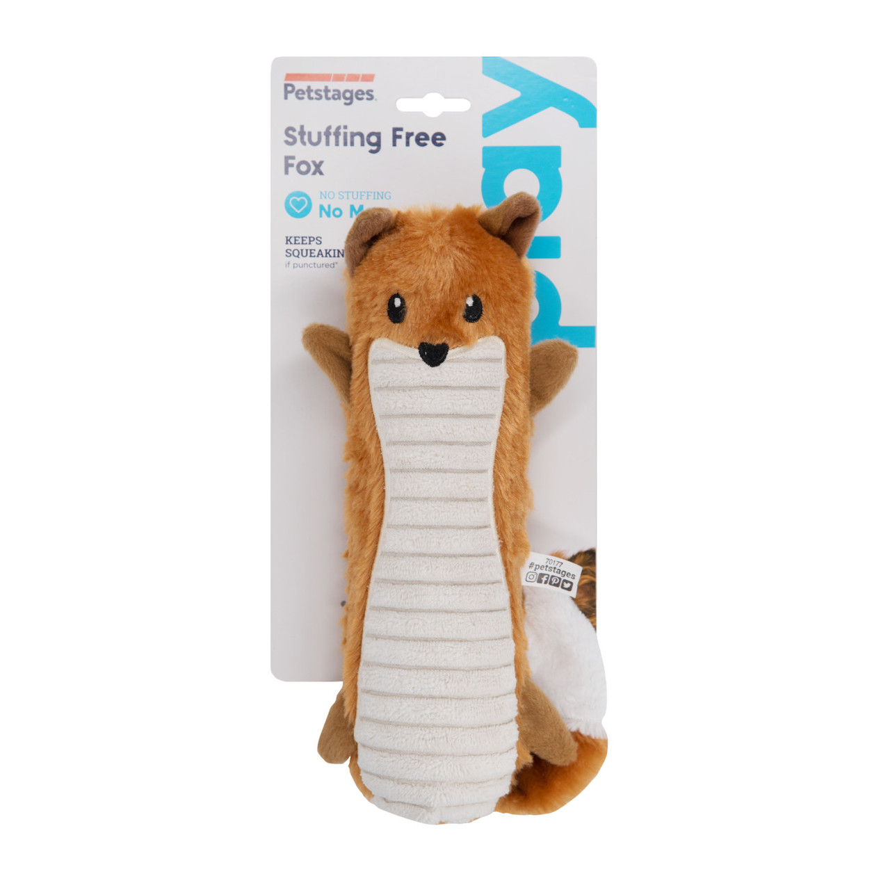 Stuffing-Free Big Squeak Fox Plush Dog Toy, Orange, Medium - Image 2