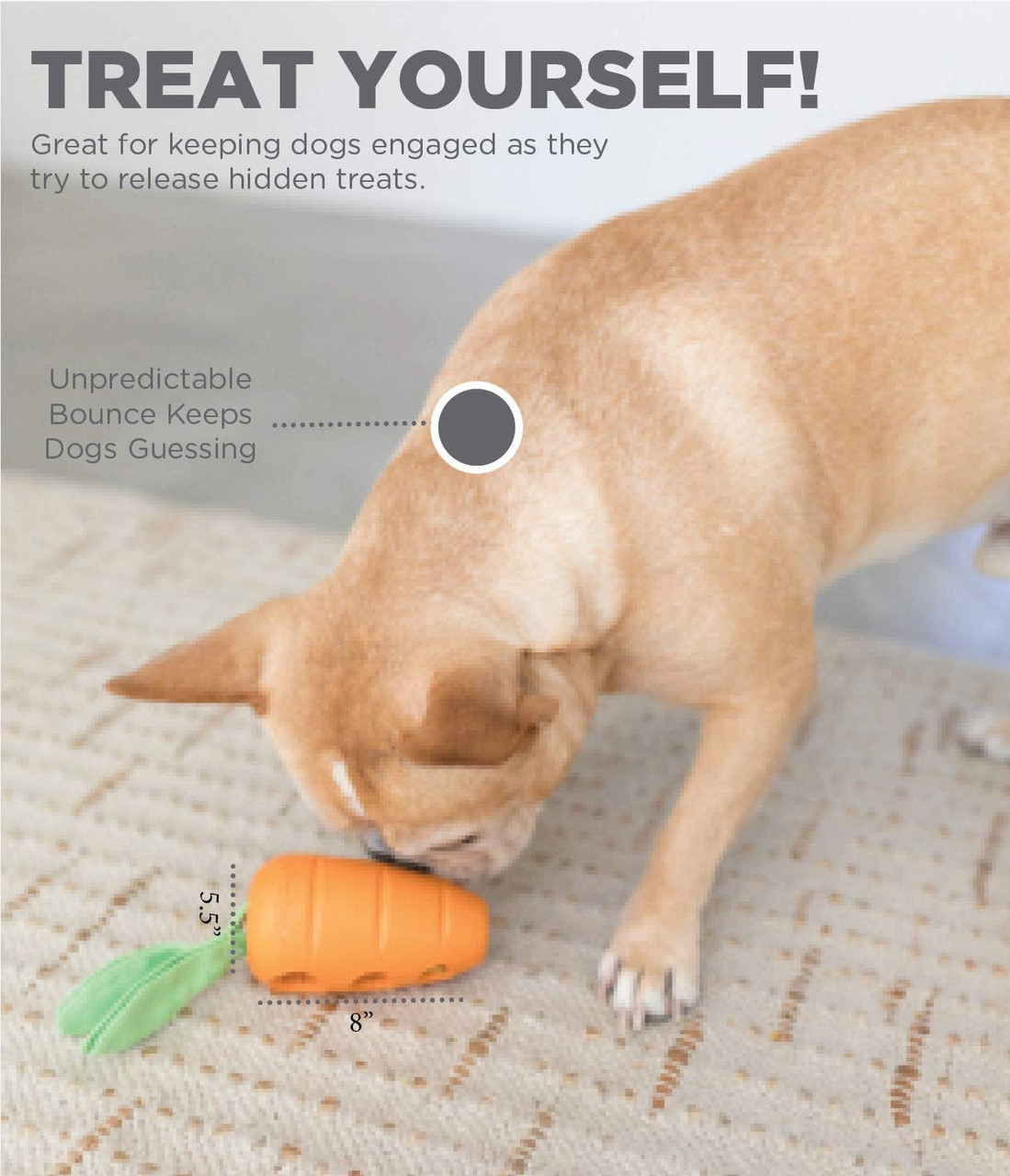 Carrot Stuffer Treat-Dispensing Interactive Dog Toy, Orange - Image 3