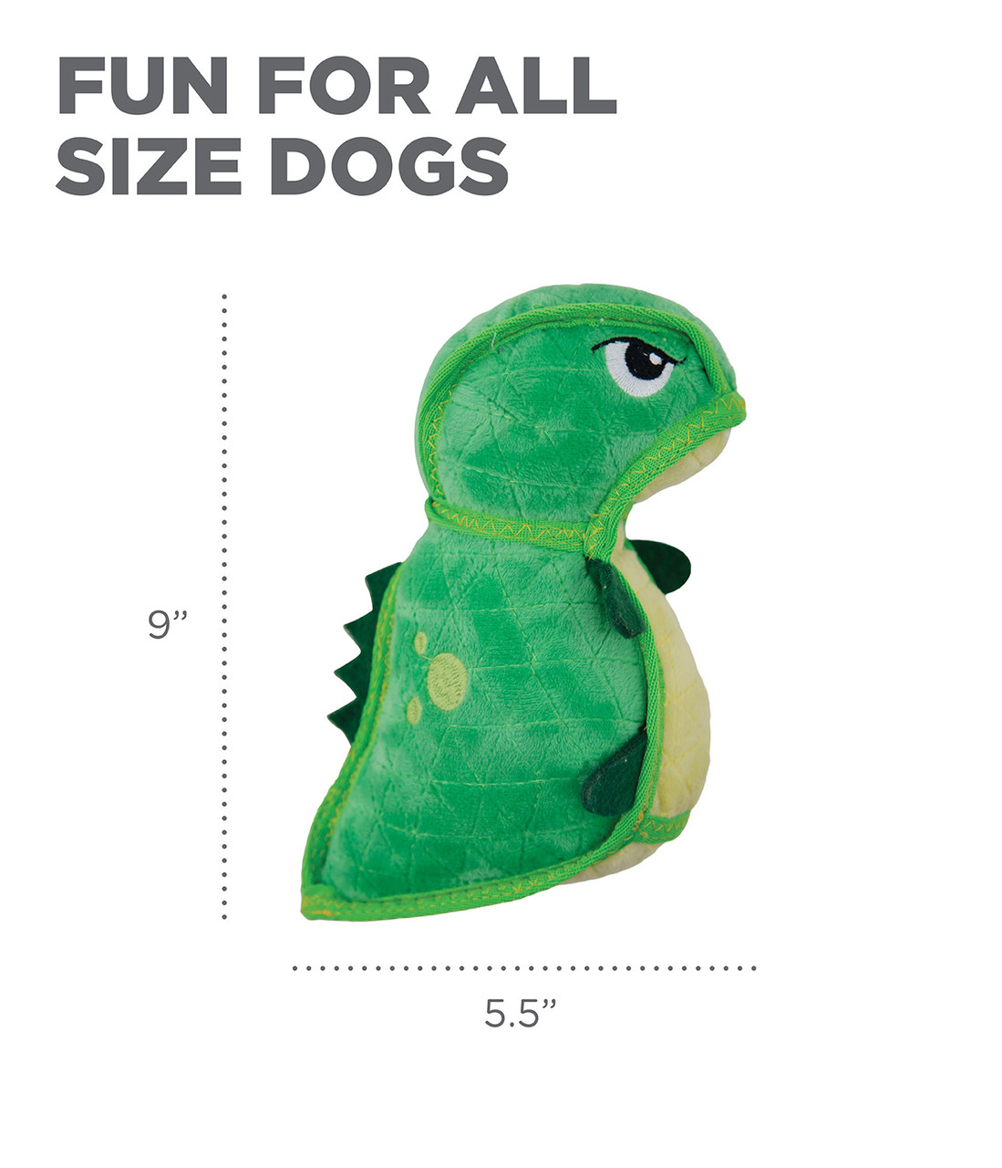 Xtreme Seamz Dino Plush Dog Toy, Green, Medium - Image 5