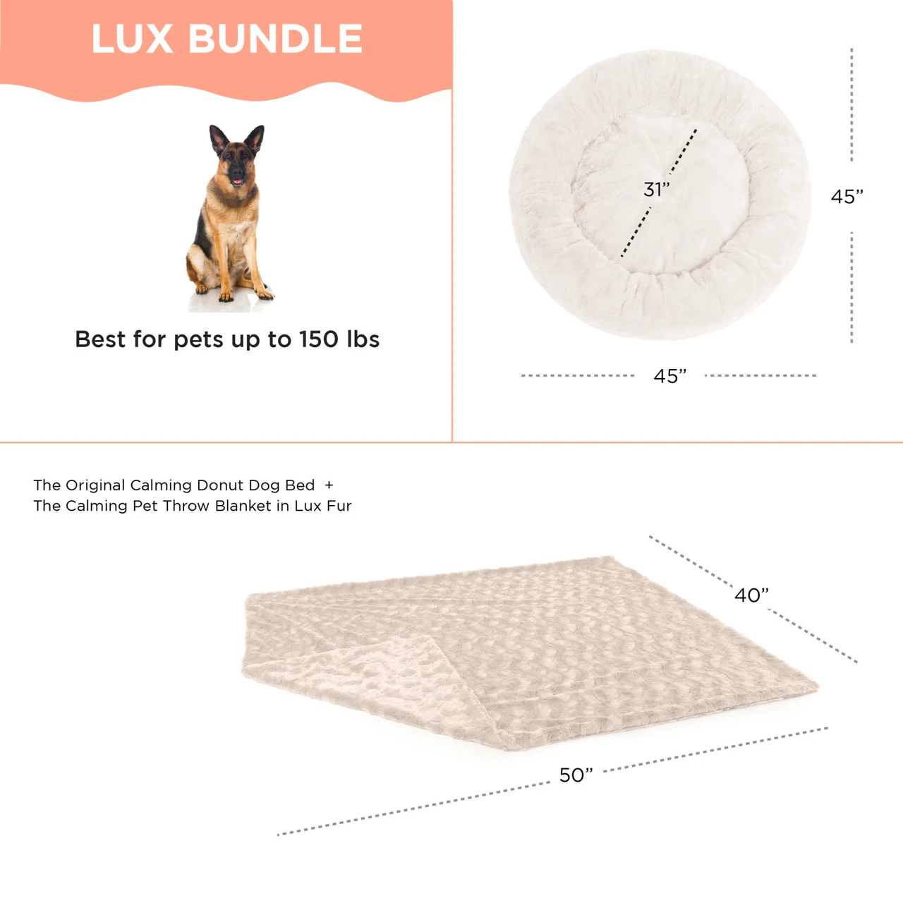 2 Piece Bundle: Donut Lux Bed, Throw Blanket Cat & Dog Bundle Set, 45x45 - Image 10