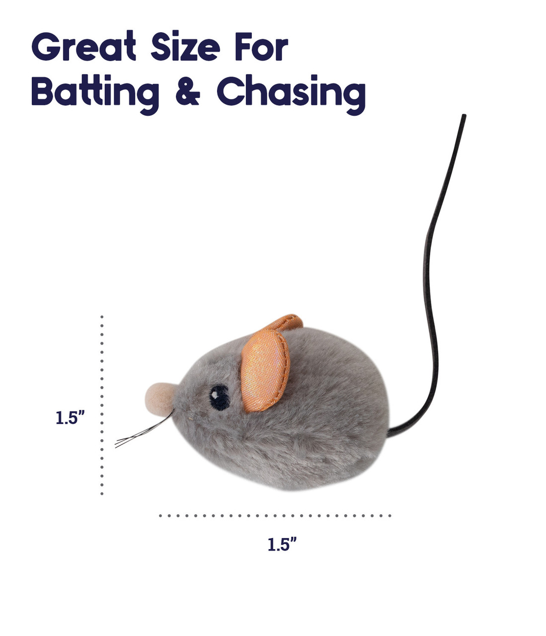 Squeak Squeak Mouse Plush Cat Toy, Grey - Image 5