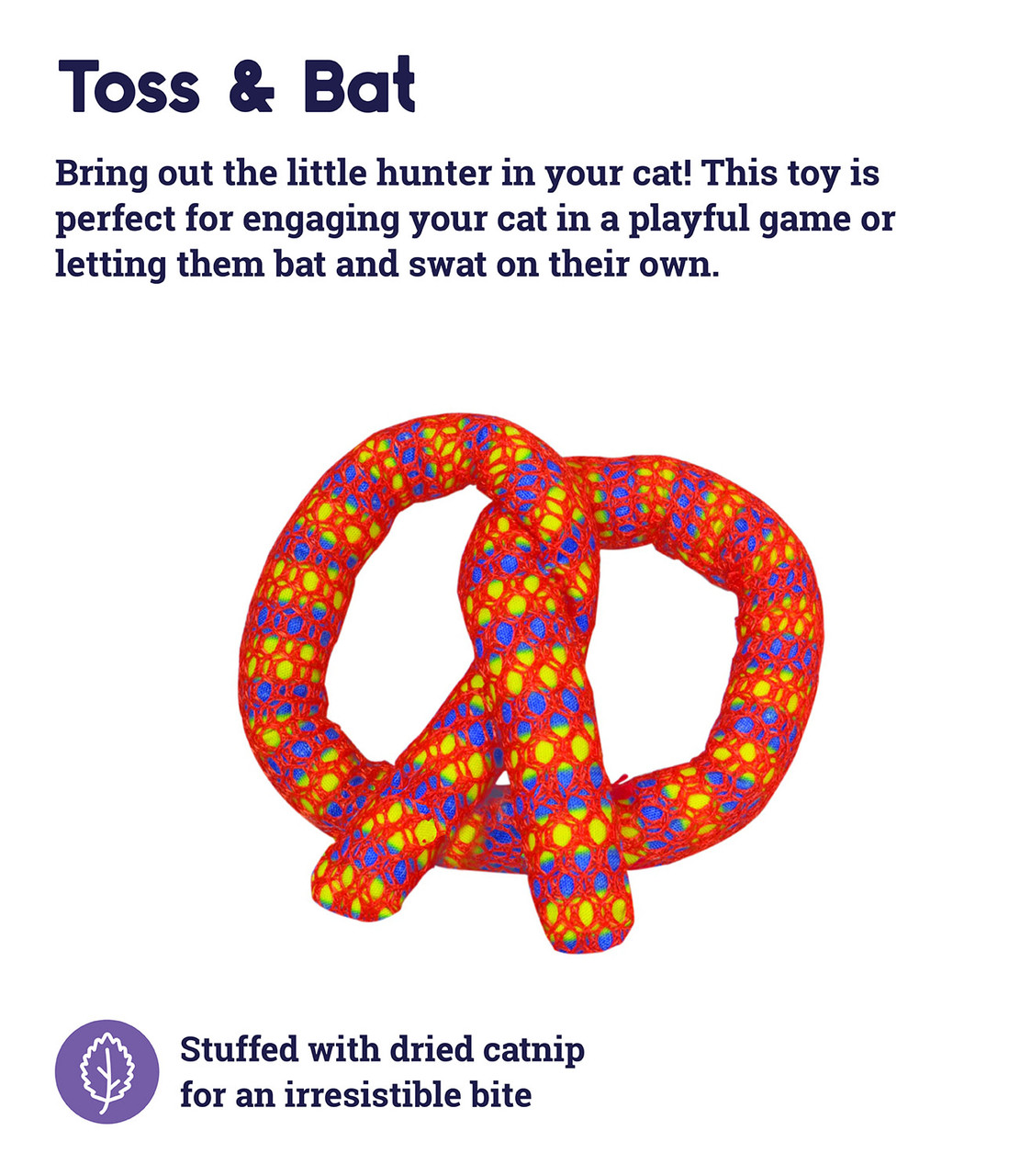 Catnip Plaque Away Pretzel Cat Chew Toy, Orange - Image 3