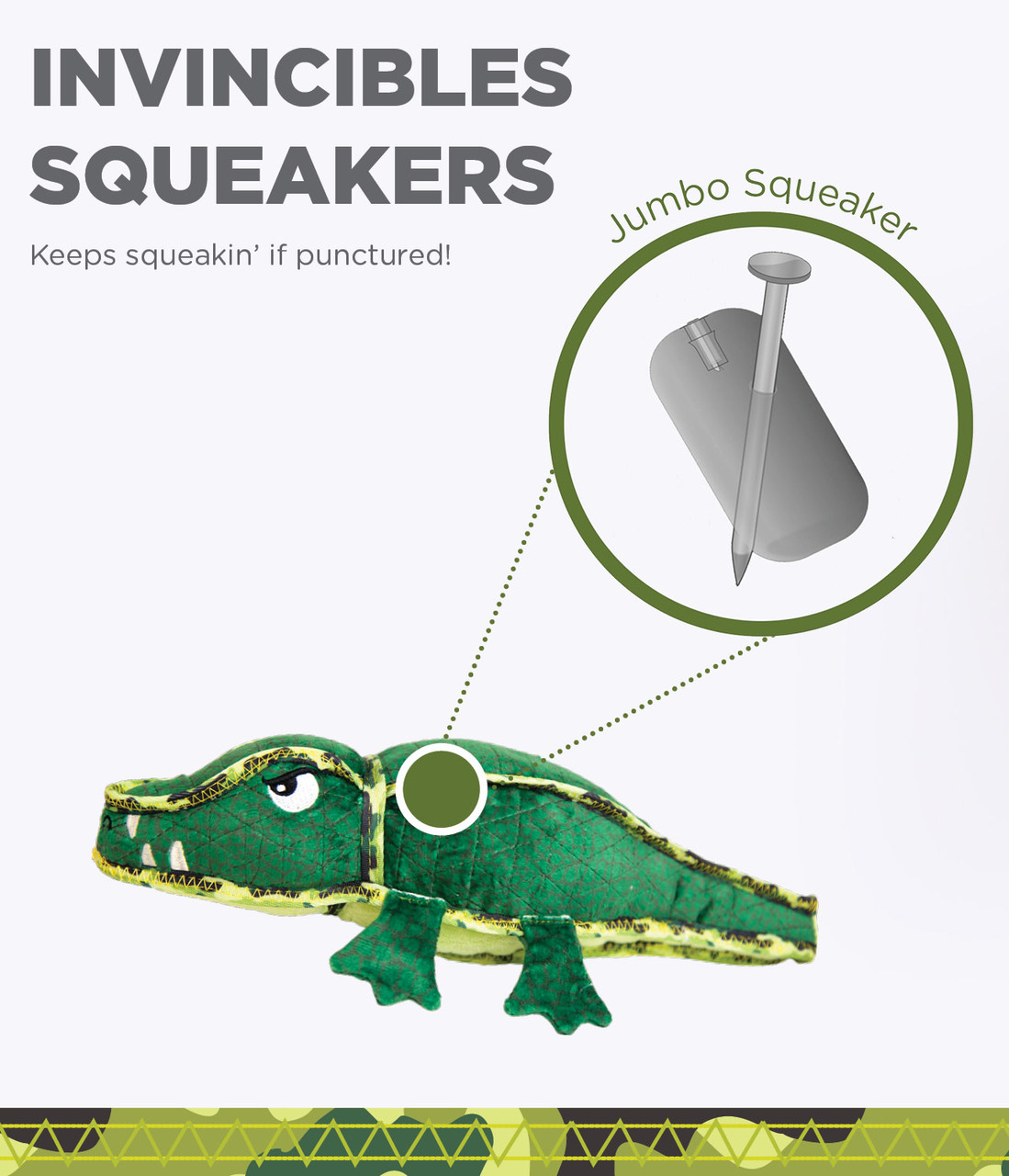 Xtreme Seamz Alligator Dog Toy, Green, Medium - Image 4