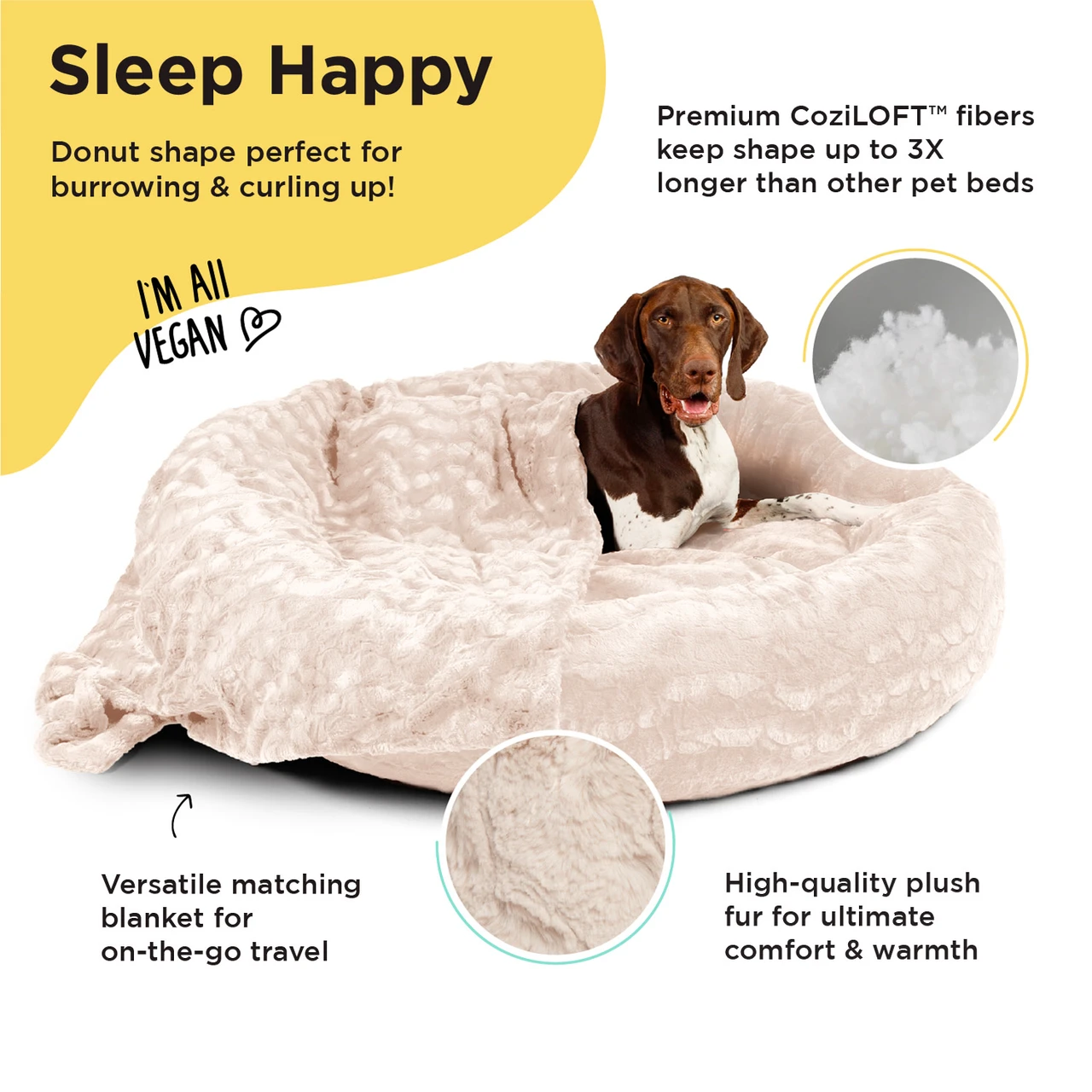 2 Piece Bundle: Donut Lux Bed, Throw Blanket Cat & Dog Bundle Set, 45x45 - Image 8