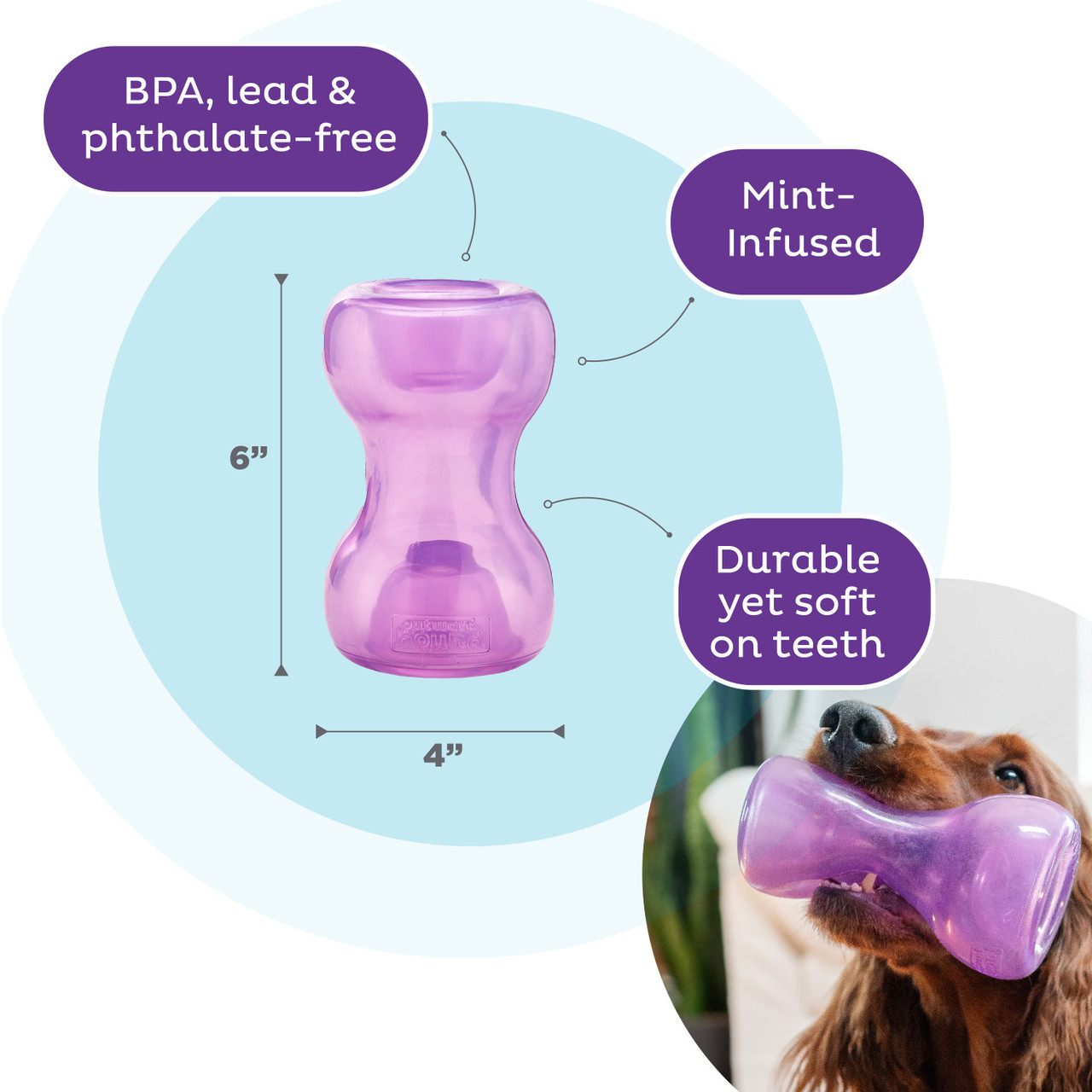 Double Snoop Interactive Treat Stuffer Dog Toy, Purple - Image 3