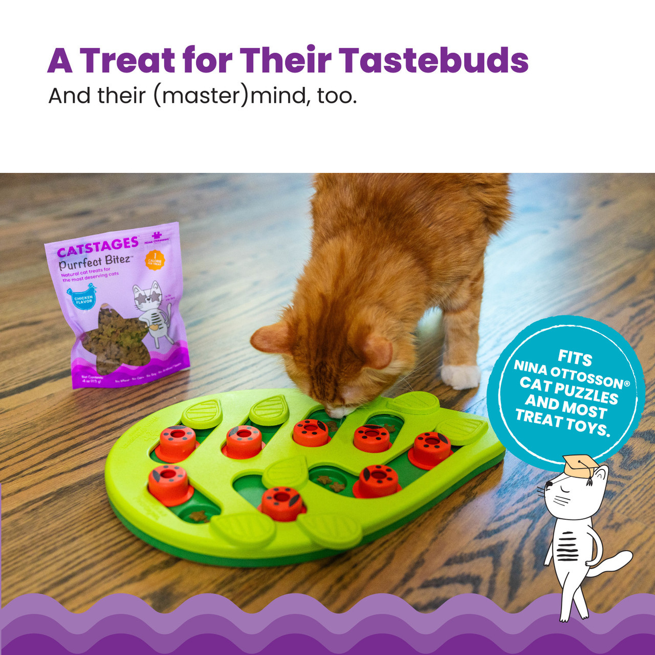 Catstages by Nina Ottosson Purrfect Bitez Natural Crunchy Cat Treats, Chicken, 4oz - Image 3