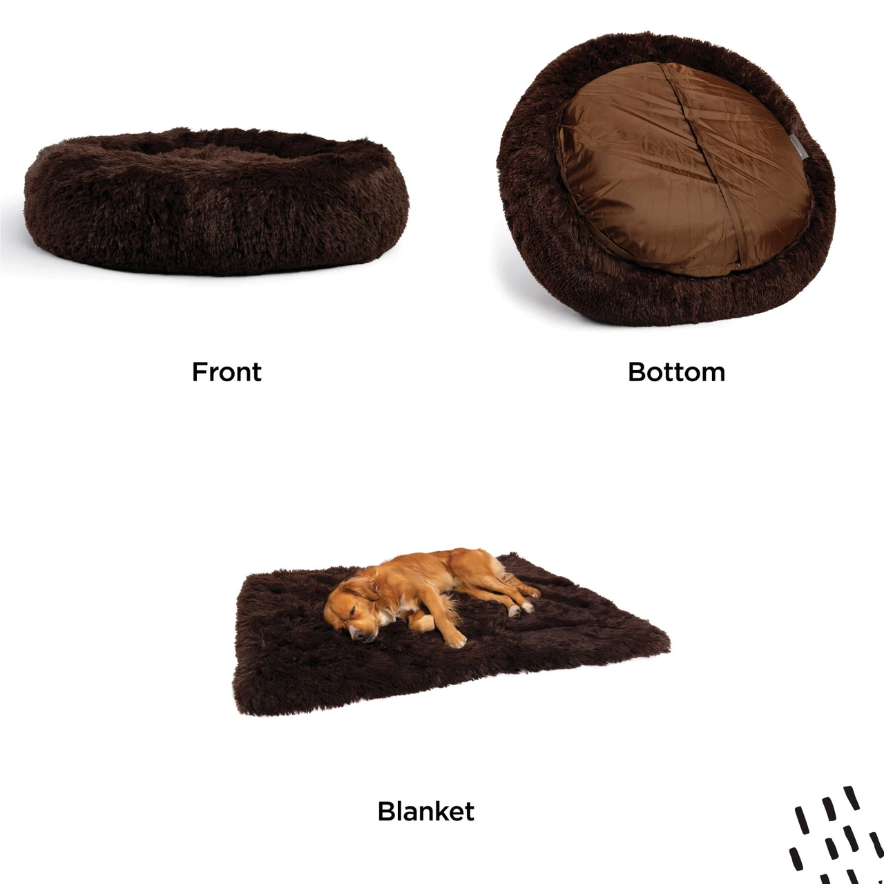 2 Piece Bundle: Donut Shag Bed, Throw Blanket Cat & Dog Bundle Set, 30x30 - Image 18