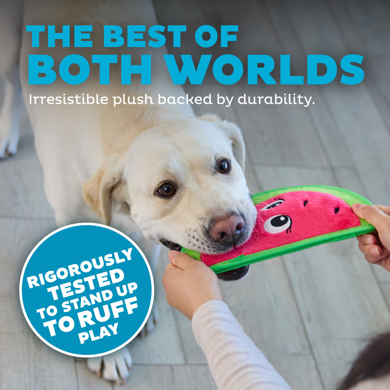 Tough Skinz Durable Dog Toy with Two Tough Layers, Watermelon, Red, Medium, Red - Image 3