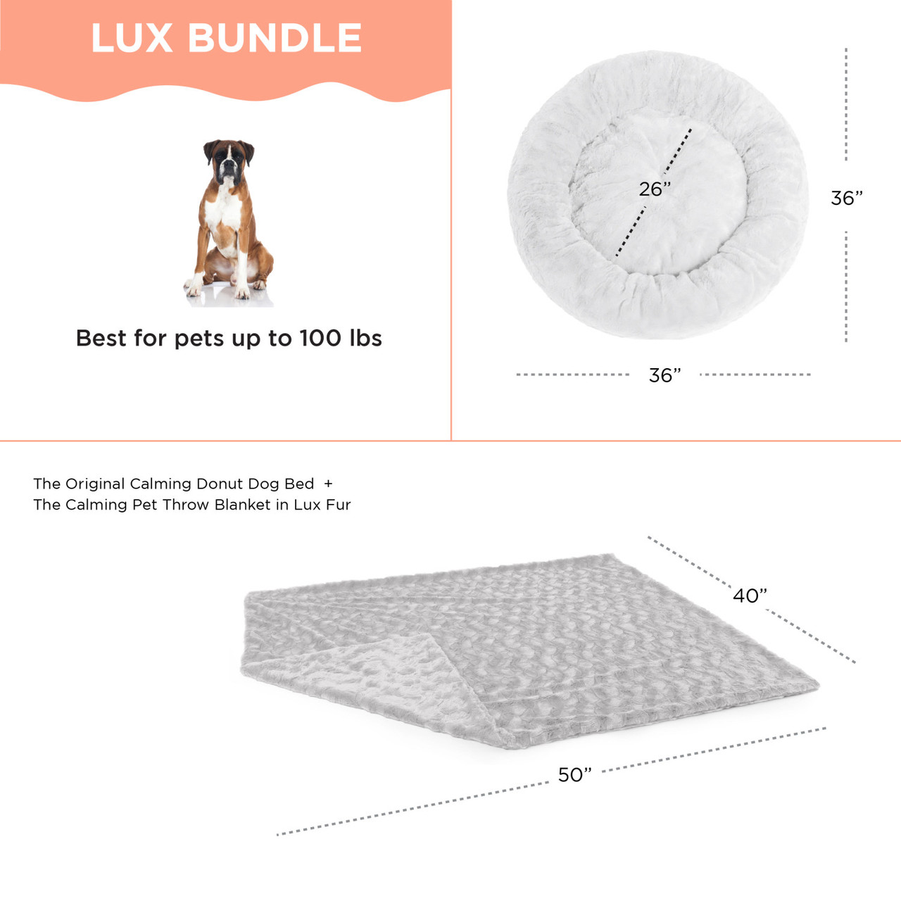 2 Piece Bundle: Donut Lux Bed, Throw Blanket Cat & Dog Bundle Set, 36x36 - Image 10