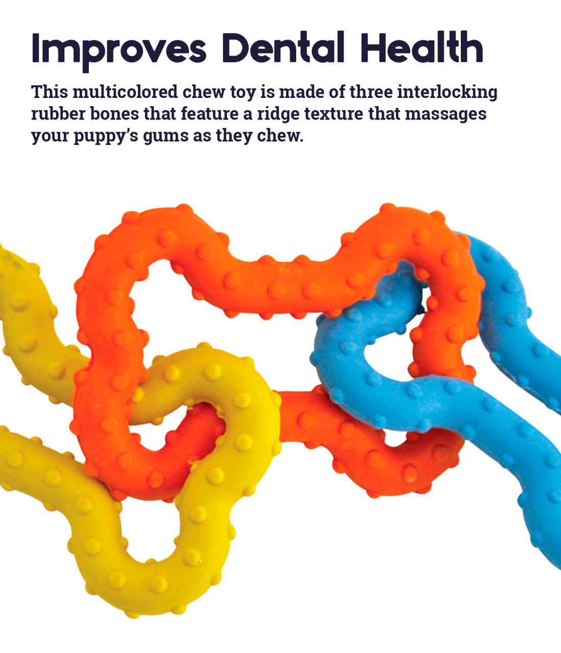 Mini Bone Tug Puppy Chew Toy, Multi - Image 4