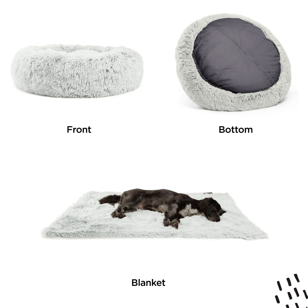 2 Piece Bundle: Donut Shag Bed, Throw Blanket Cat & Dog Bundle Set, 36x36 - Image 3