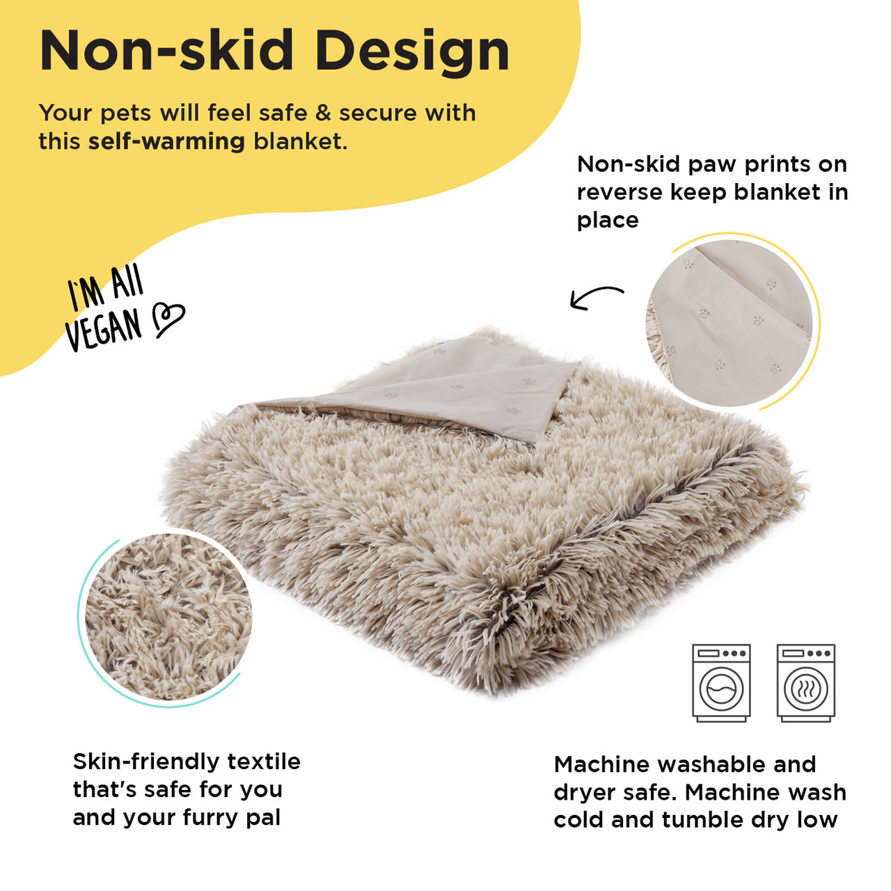Calming Shag Oversized Dog Blanket for Large Dogs, Taupe, 60X80 - Image 2
