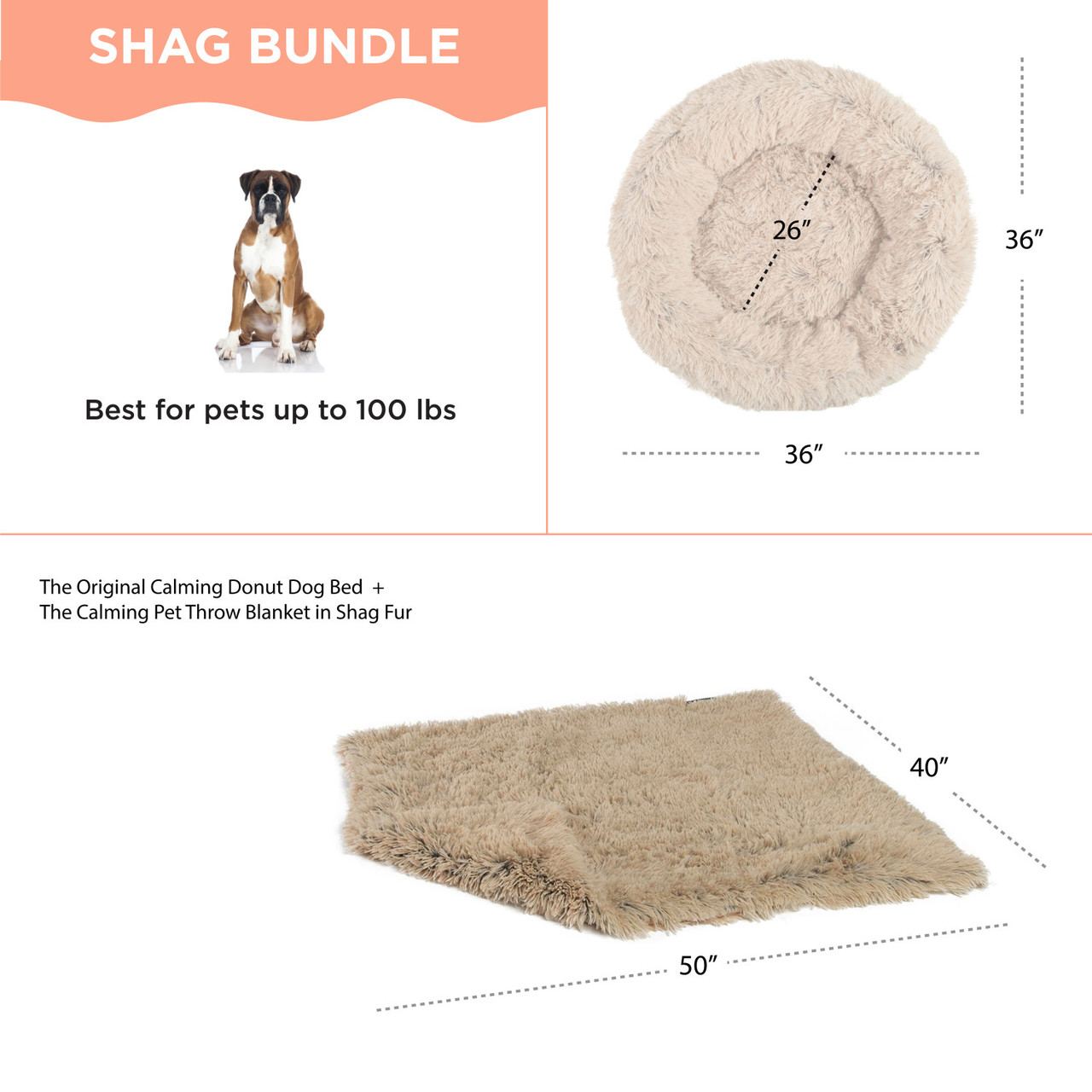 2 Piece Bundle: Donut Shag Bed, Throw Blanket Cat & Dog Bundle Set, 36x36 - Image 9